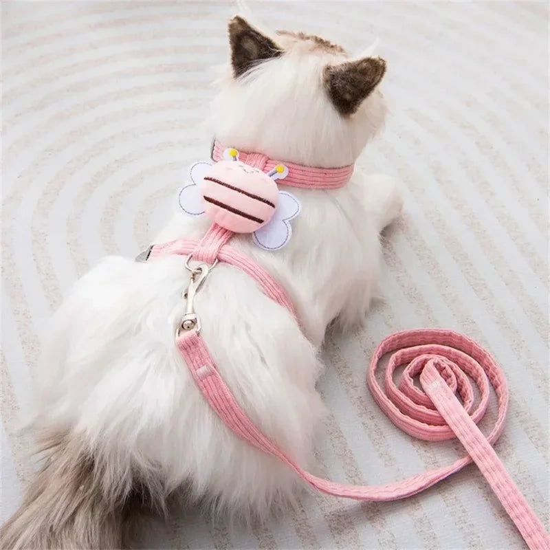 Adjustable Small Pet Leash & Harness Bee Set