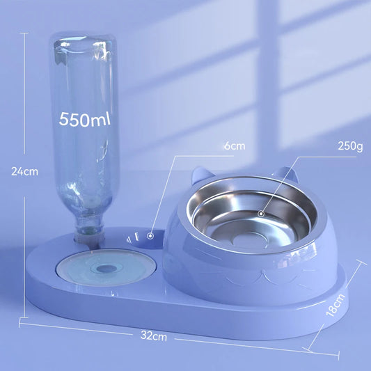 Cat Bowl With Automatic Water Dispenser & Canned Food Holder