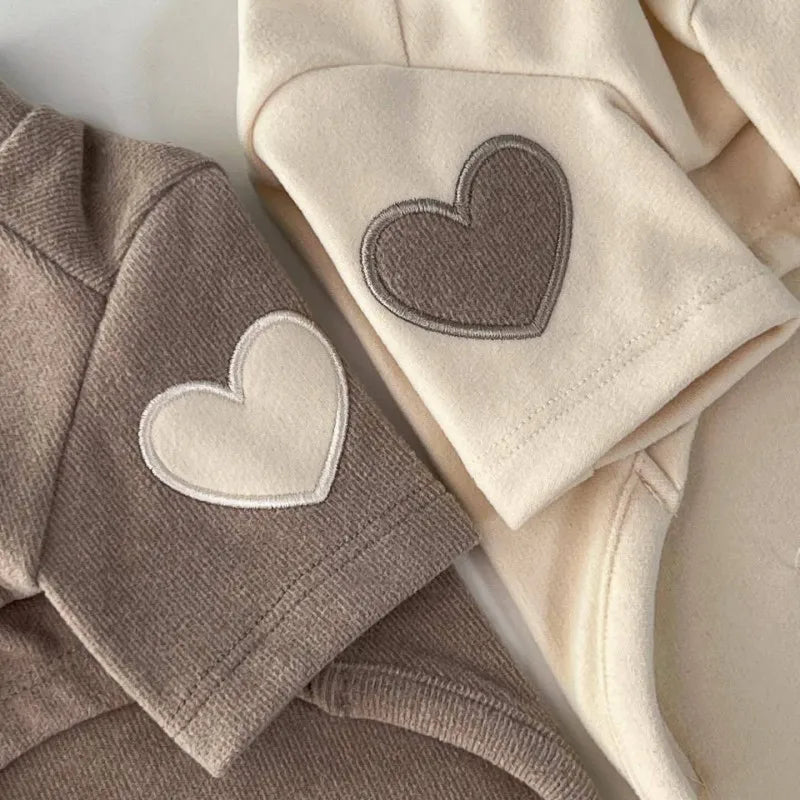 Heart Embroidered Neutral Sweatshirt