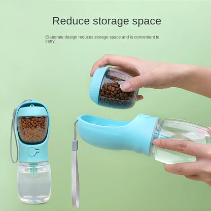 Portable Water Bottle with Food Storage for Dogs & Cats