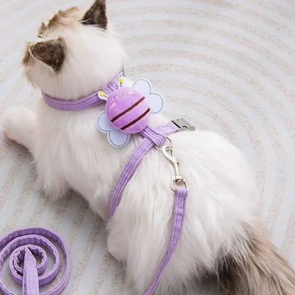 Adjustable Small Pet Leash & Harness Bee Set